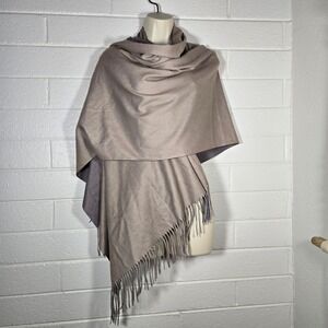 Christina Wu Cashmere Wrap Scarf Fringe Winter Layer Lagenlook Large 29x74 Artsy